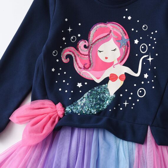 VIKITA Kleider Mädchen Langarm Kleid Baumwolle Bunt Print Stickerei Winter Kleidung Lh2307 8T