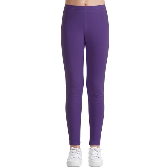 Auranso Leggings Mädchen Sport Baumwolle Kinder Hosen Lange Blickdicht 140-146 Lila