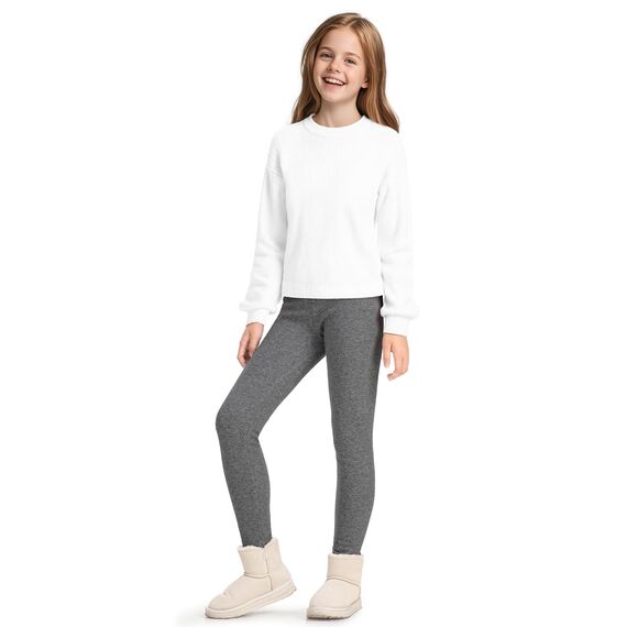 KEREDA Mädchen Leggings Thermo Gefüttert Warme Winter Dicke 2er-Pack,Schwarz/Dunkelgrau,EU 152-158,Manufacturer 170