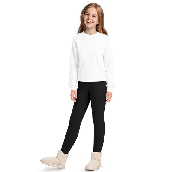 KEREDA Mädchen Leggings Thermo Gefüttert Warme Winter Dicke 2er-Pack,Schwarz/Schwarz,EU 122-128,Manufacturer 120