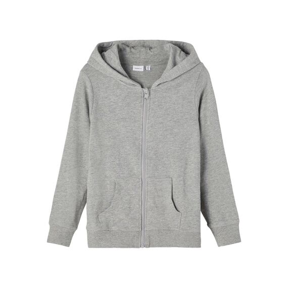 NAME IT Jungen NKMNESWEAT Card W Hood UNB NOOS Hoodie-Jacke, Grey Melange, 104