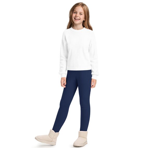 KEREDA Mädchen Leggings Thermo Gefüttert Warme Winter Dicke 2er-Pack,Schwarz/Navy,EU 146-152,Manufacturer 160
