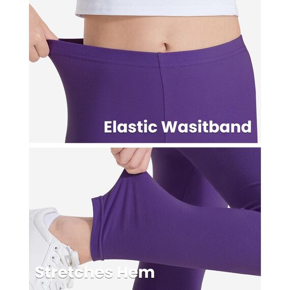 Auranso Leggings Mädchen Sport Baumwolle Kinder Hosen Lange Blickdicht 122-128 Lila
