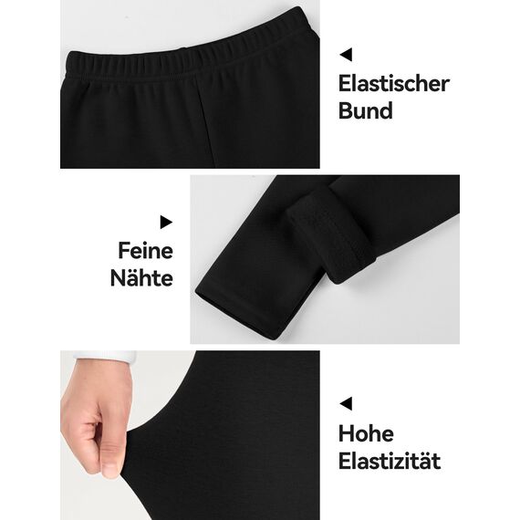 KEREDA Mädchen Leggings Thermo Gefüttert Warme Winter Dicke 2er-Pack,Schwarz/Schwarz,EU 134-140,Manufacturer 140