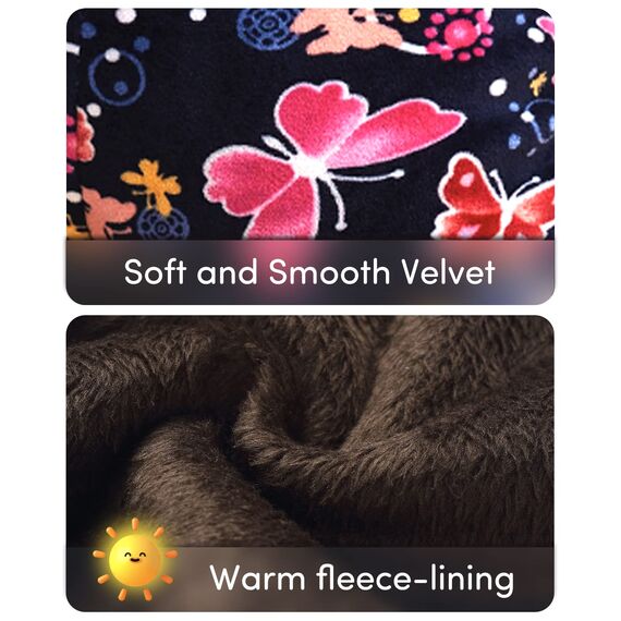 Adorel Mädchen Winter Leggings Gefüttert Warm Bunt Dicke Thermohosen 2er-Pack Schwarz Schleife & Dunkelblau Schmetterling 116 (Herstellergröße 120)