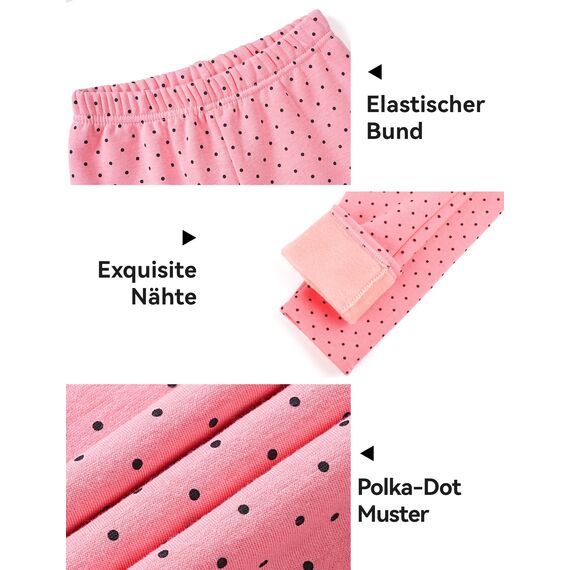 KEREDA Mädchen Leggings Thermo Gefüttert Warme Winter Dicke 2er-Pack,Schwarz Tupfen/Rosa Tupfen,EU 152-158,Manufacturer 170
