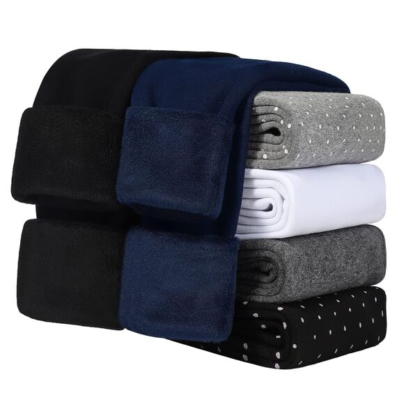 KEREDA Mädchen Leggings Thermo Gefüttert Warme Winter Dicke 2er-Pack,Schwarz/Navy,EU 146-152,Manufacturer 160