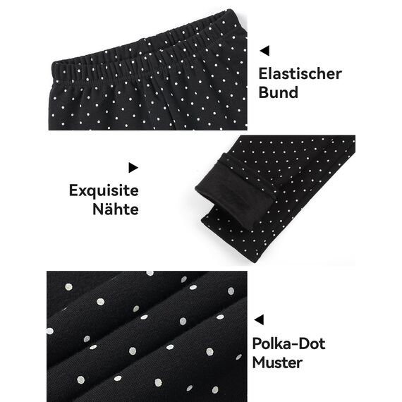 KEREDA Mädchen Leggings Thermo Gefüttert Warme Winter Dicke 2er-Pack,Schwarz Tupfen/Grau Tupfen,EU 128-134,Manufacturer 130