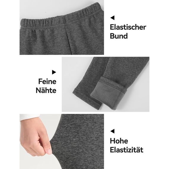 KEREDA Mädchen Leggings Thermo Gefüttert Warme Winter Dicke 2er-Pack,Schwarz/Dunkelgrau,EU 146-152,Manufacturer 160