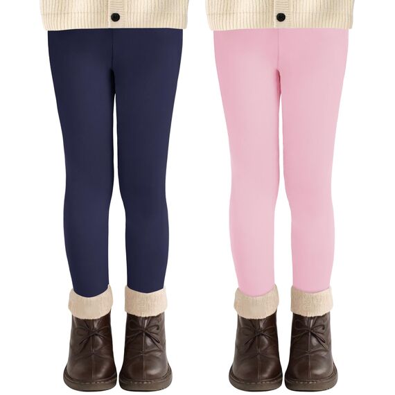 AMIYOYO 2er Pack Mädchen Leggings High Waist Lang Sportsleggins Weiche Sport Leggings Elastisch Fitness Hose Bequem Tanzhose Basic für Kinder