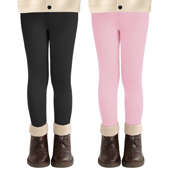 AMIYOYO 2er Pack Mädchen Leggings High Waist Lang Sportsleggins Weiche Sport Leggings Elastisch Fitness Hose Bequem Tanzhose Basic für Kinder