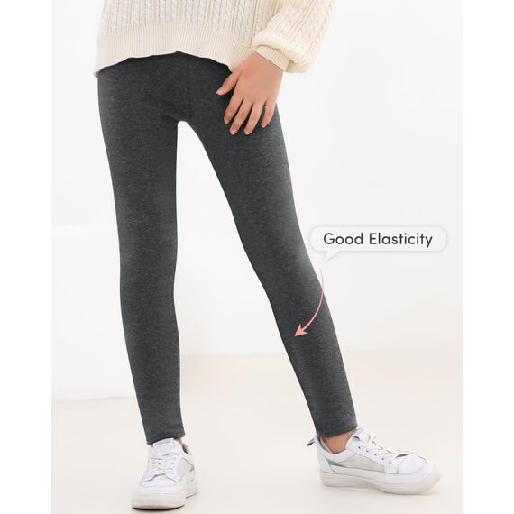 Domee Mädchen Thermo Leggings Gefütterte Hosen Winter Warme Baumwolle Grau 122-128 (Herstellergröße 130)