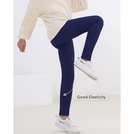 Domee Mädchen Thermo Leggings Gefütterte Hosen Winter Warme Baumwolle Marineblau 122-128 (Herstellergröße 130)