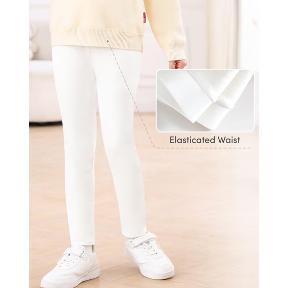 Domee Mädchen Thermo Leggings Gefütterte Hosen Winter Warme Baumwolle Weiß 116-122 (Herstellergröße 120)
