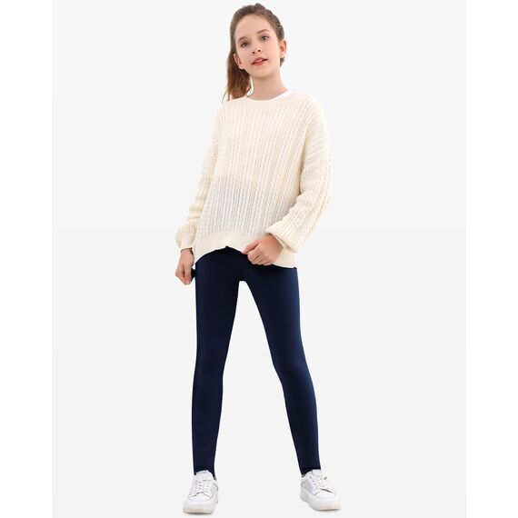 Domee Mädchen Thermo Leggings Gefütterte Hose Winter Warme Baumwolle 2er-Pack Schwarz Und Marineblau 146-152 (Herstellergröße 160)
