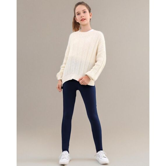 Domee Mädchen Thermo Leggings Gefütterte Hose Winter Warme Baumwolle 2er-Pack Schwarz Und Marineblau 146-152 (Herstellergröße 160)