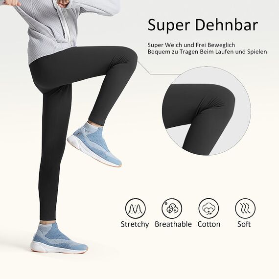 Uizuooy Kinder Leggings Mädchen Baumwolle Sport Tanzhose Elastisch Fitness Hose Basic 1er-Pack 2708-BL-146