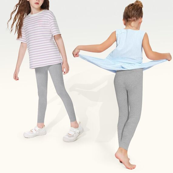Uizuooy Kinder Leggings Mädchen Baumwolle Sport Tanzhose Elastisch Fitness Hose Basic 1er-Pack 2708-GE-146