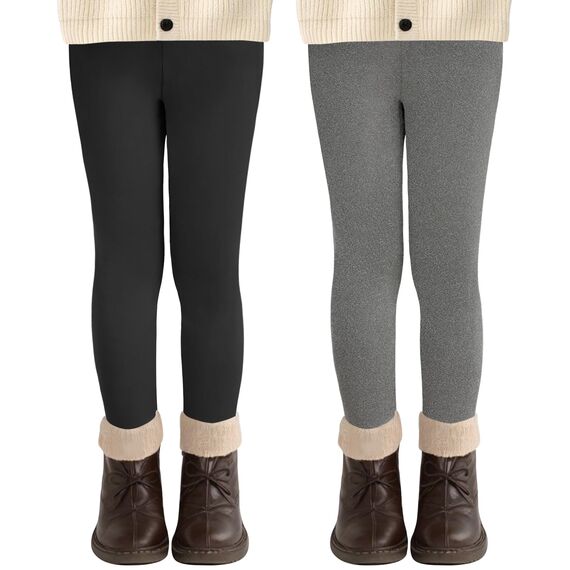 AMIYOYO 2er Pack Mädchen Leggings High Waist Lang Sportsleggins Weiche Sport Leggings Elastisch Fitness Hose Bequem Tanzhose Basic für Kinder