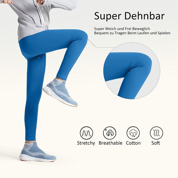 Uizuooy Kinder Leggings Mädchen Baumwolle Sport Leggings Mädchen Komfortable Mädchen Tanzhose Elastisch Fitness Hose Basic für Kinder 1er-Pack 2708-BU-116