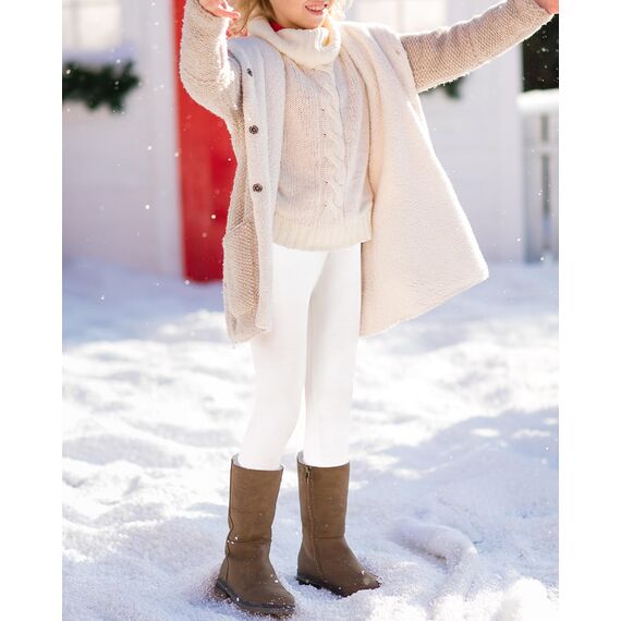 Domee Mädchen Thermo Leggings Gefütterte Hosen Winter Warme Baumwolle Weiß 134 (Herstellergröße 140)