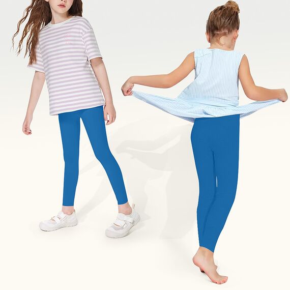 Uizuooy Kinder Leggings Mädchen Baumwolle Sport Tanzhose Elastisch Fitness Hose Basic 1er-Pack 2708-BU-164