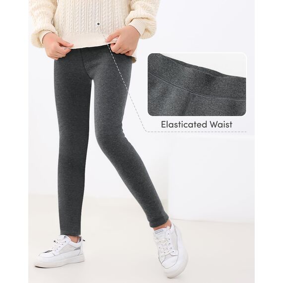 Domee Mädchen Thermo Leggings Gefütterte Hosen Winter Warme Baumwolle Grau 122-128 (Herstellergröße 130)