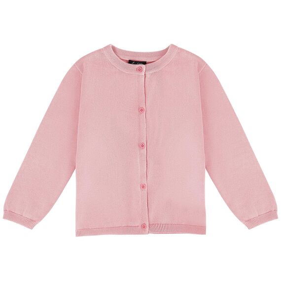 Soudittur Strickjacke Mädchen Basic Kinder Cardigan Lange Ärmel Baumwollstrickpullover Schuluniform mit Knöpfen 110 (DE/NL/SE/PL, Alter, 4 Jahre, 5 Jahre, Regular, Rosa)