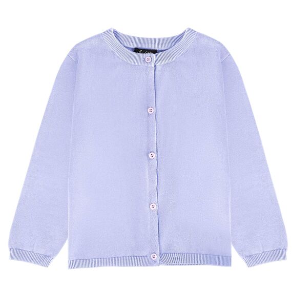 Soudittur Strickjacke Mädchen Basic Kinder Cardigan Lange Ärmel Baumwollstrickpullover Schuluniform mit Knöpfen 120 (DE/NL/SE/PL, Alter, 6 Jahre, 7 Jahre, Regular, Lila)