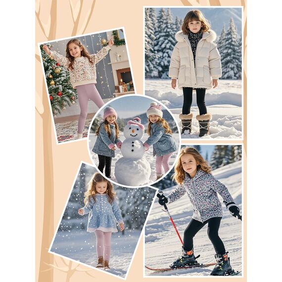 Comfyouth Thermoleggings Mädchen Winter Dicke Gefütterte Thermo Leggings Kinder Baumwolle Warme Winterhose für Mädchen 110-160