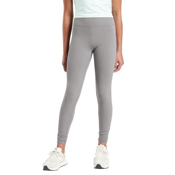 Haloumoning Leggings Mädchen Yogahose Einfarbig Jogginghose Laufhose Sporthose Trainninghose Basic Elastisch Blickdichte Hose für Kinder Grau 11-12Jahre