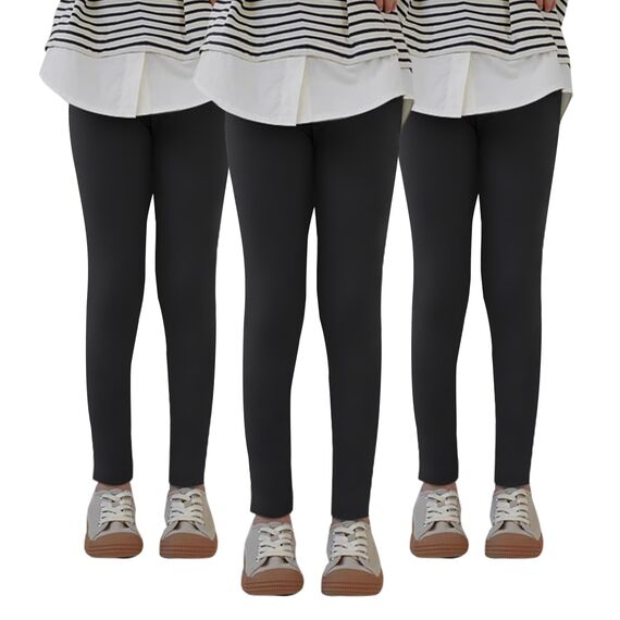 Uizuooy Kinder Leggings Mädchen Baumwolle Sportleggings Komfortable Tanzhose Elastisch Fitness Hose Basic für Kinder3er-Pack 2708-BL-158