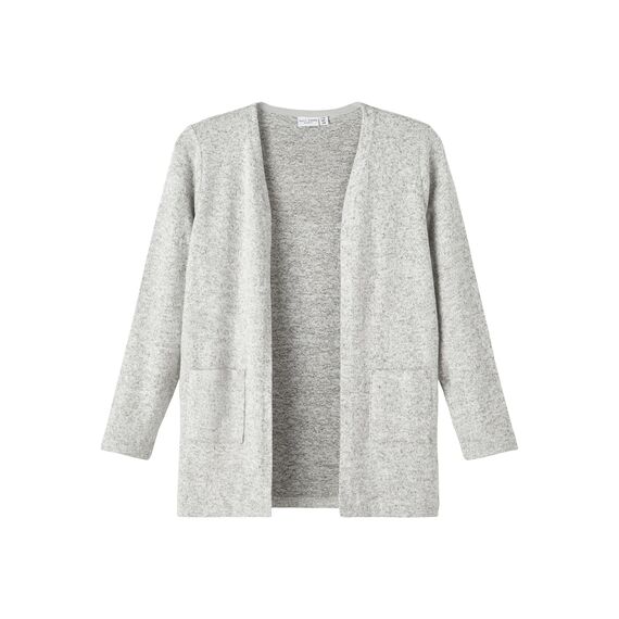 NAME IT Mädchen NKFVICTI LS Knit Card L NOOS Strickjacke, Grey Melange, 104