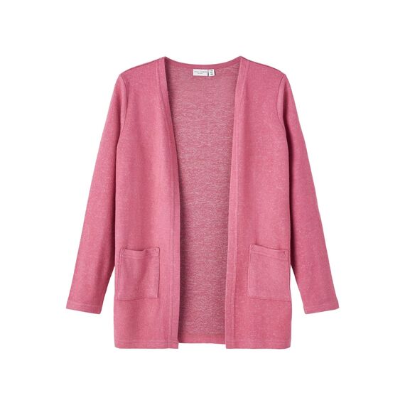 Name IT Mädchen Nkfvicti Ls Knit Card L Noos Strickjacke, Rose Wine, 50 EU