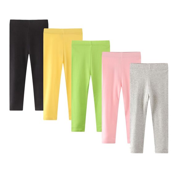 EmaoFun Mädchen Leggings Multipack, Kinder Hose Kleinkind aus Baumwolle, 3er-Pack Set, Pure 6T, Yellow