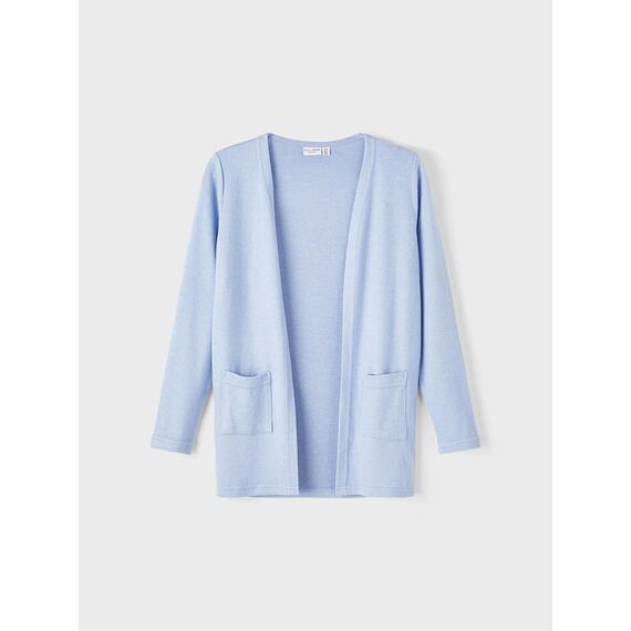 Name IT Mädchen Nkfvicti Ls Knit Card L Noos Strickjacke, Serenity, 50 EU