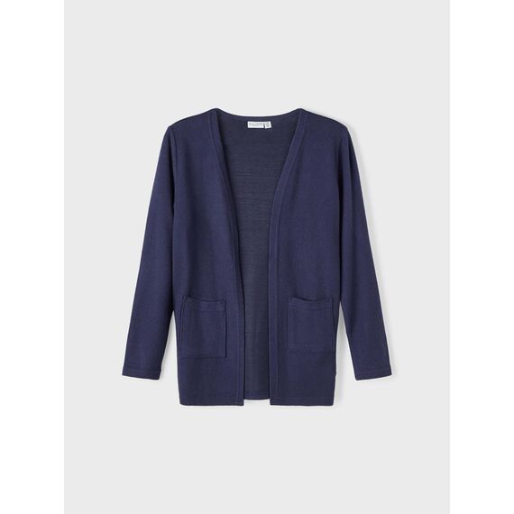 NAME IT Mädchen NKFVICTI LS Knit Card L NOOS Pullover, Dark Sapphire, 134/140