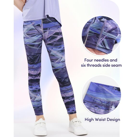 Domee Mädchen Sport Leggings Sporthose Turnhose Gymnastik Fitness Bunte Lila 134-140 (Herstellergröße 140)