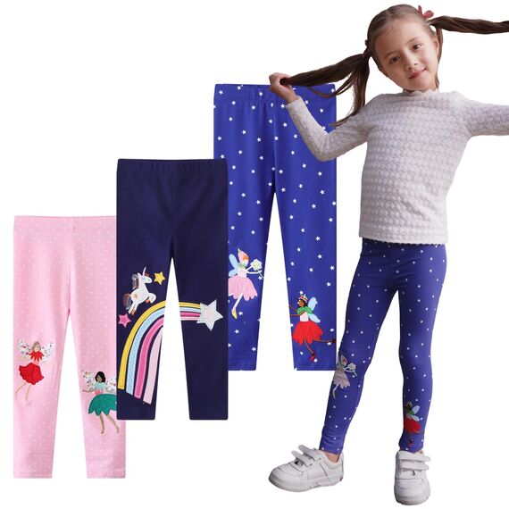 EmaoFun Mädchen Leggings Multipack,Kinder Hose Kleinkind aus Baumwolle,3er-Pack Set,Größe Color3 3Y