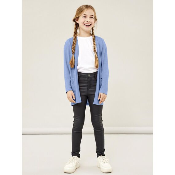 Name IT Mädchen Nkfvicti Ls Knit Card L Noos Strickjacke, Serenity, 50 EU
