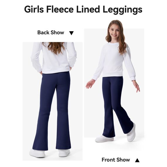 KEREDA Thermo Mädchen Leggings Schlaghose Kinder Flared Thermohose Gefüttert Warmes Winter Hosen Thermoleggings Mit Fleece 2er Pack