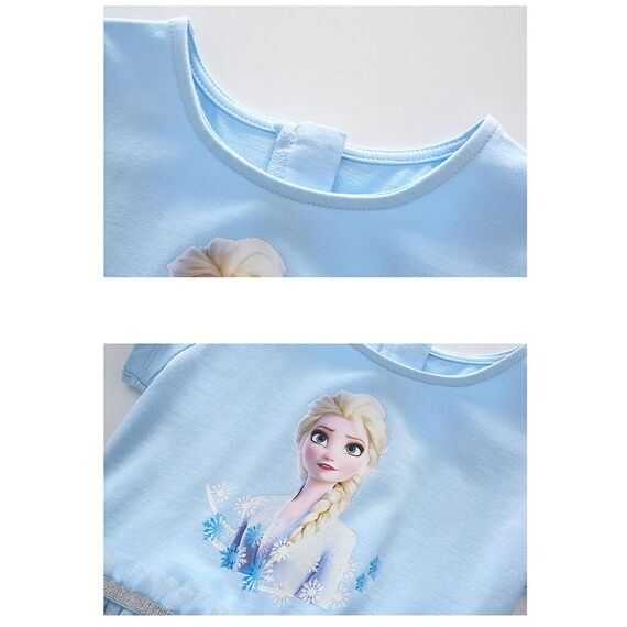 Renholin Kleider Shine Sommer Kleid Kurzarm Gefrorene Eiskönigin Prinzessin EIS Prinzessin Mädchen Kinder Party Rock
