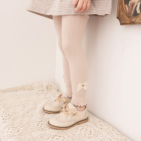 Silkglory Leggings Mädchen,Baby Mädchen Strumpfhose Kleinkind Weiche Strumpfhose Strümpfe mit Schmetterling Dekoration Säuglingsstrumpfhosen für Mädchen(2 Stück),Grau/Aprikose,4-5 Jahre