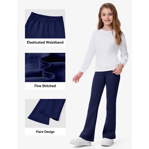 KEREDA Thermo Mädchen Leggings Schlaghose Kinder Flared Thermohose Gefüttert Warmes Winter Hosen Thermoleggings Mit Fleece 2er Pack