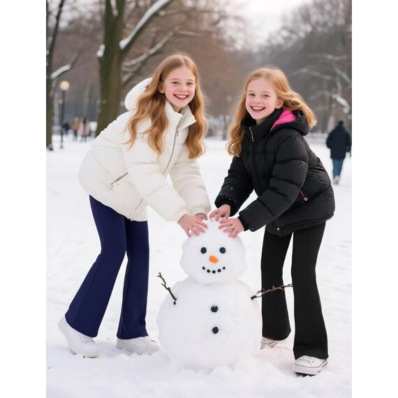 KEREDA Thermo Mädchen Leggings Schlaghose Kinder Flared Thermohose Gefüttert Warmes Winter Hosen Thermoleggings Mit Fleece 2er Pack