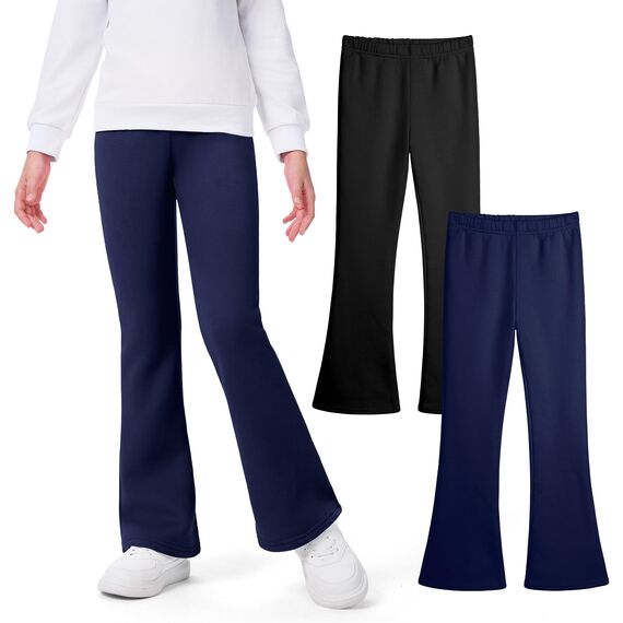 KEREDA Thermo Mädchen Leggings Schlaghose Kinder Flared Thermohose Gefüttert Warmes Winter Hosen Thermoleggings Mit Fleece 2er Pack