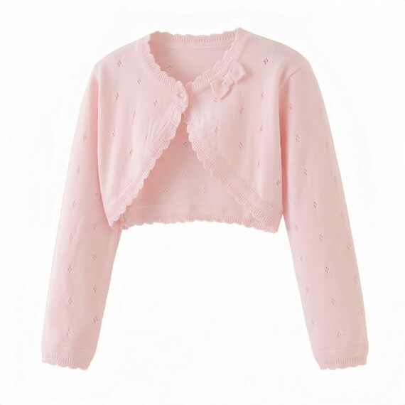 Proumhang Bolero Shrug Strickjacke für Mädchen Langärmelige Baumwollstrickpullover EIN-Knopf-Schal Jacke Sweatshirt Mäntel Chlidren Kleid Cover Up Für 3-10 Jahre Rosa 130