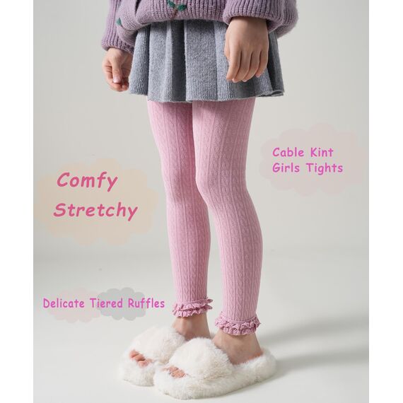 Silkglory Strumpfhosen Mädchen Nahtlose Kinder Leggings aus hautfreundlicher Baumwolle mit hervorragender Elastizität und zartem Spitzenbesatz – Strick Klassische Tights,2 Stück,4-5 Jahre