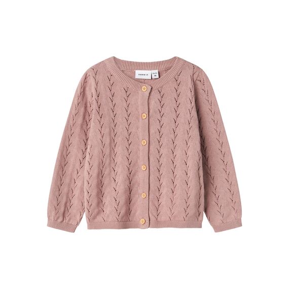 Name IT Mädchen Nmfbanni Ls Knit Card Noos Strickjacke, Deauville Mauve, 56 EU