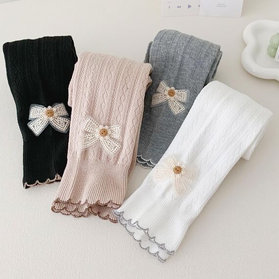 Silkglory Leggings für Mädchen,Baby Mädchen Strumpfhose Kleinkind Weiche Strumpfhose Strümpfe mit Schmetterling Dekoration Säuglingsstrumpfhosen für Mädchen(2 Stück) Schwarz/Weiß, 4-5 Jahre